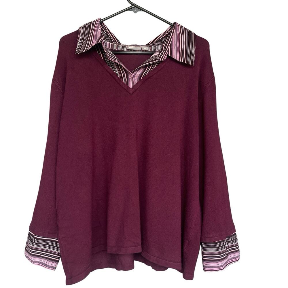 Apt 9 Womens‎ Top Plus Size 3X Rayon Blend Office Faux Layered Vneck Stretchy